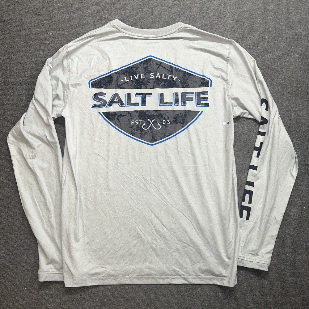 Salt Life‎ Men's Deep Sea Light Long-Sleeve Logo Shirt Small